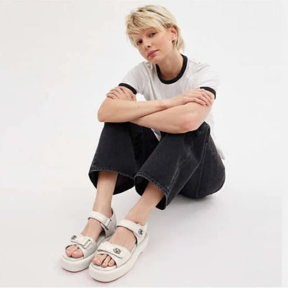 Coach Peyton Leather Sandals in Chalk Size 8.5 NWT - Picture 2 of 16
